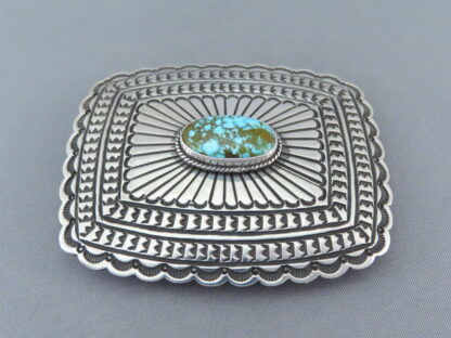 Kingman Turquoise Sterling Silver Belt Buckle