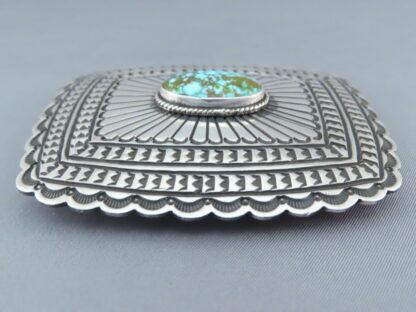 Kingman Turquoise Sterling Silver Belt Buckle