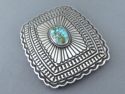 Kingman Turquoise Sterling Silver Belt Buckle