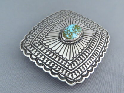 Kingman Turquoise Sterling Silver Belt Buckle