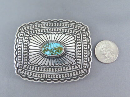 Kingman Turquoise Sterling Silver Belt Buckle