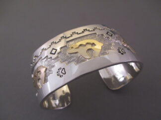 14kt Gold Overlay & Sterling Silver BEAR Cuff Bracelet