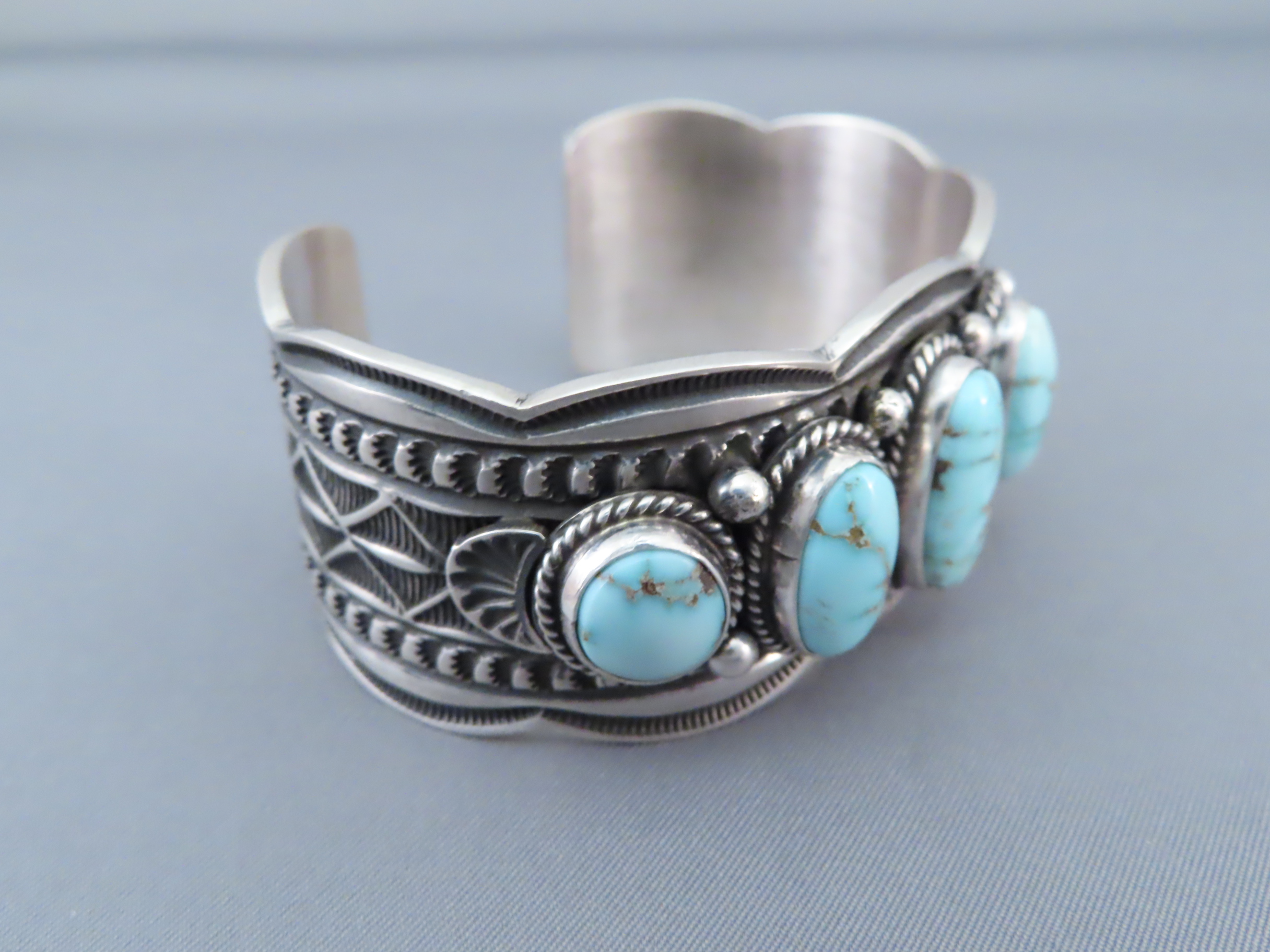Dry Creek Turquoise Cuff Bracelet by Andy Cadman - Navajo Jewelry