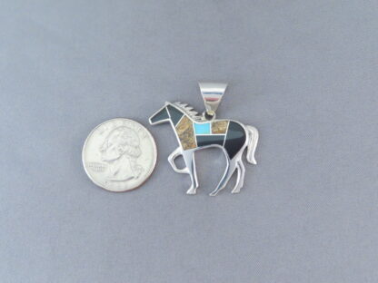 Multi-Stone Inlay Horse Pendant with Turquoise (Larger)