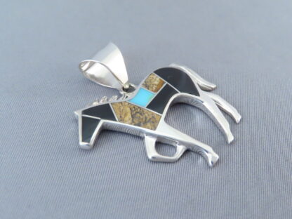 Multi-Stone Inlay Horse Pendant with Turquoise (Larger)