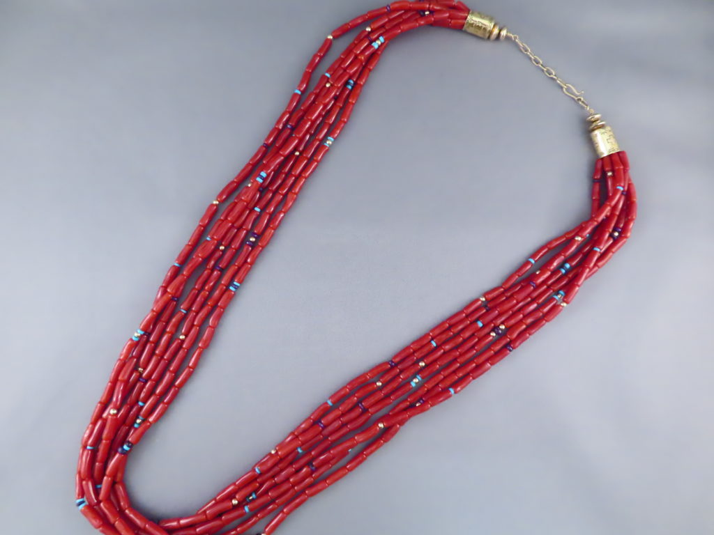 Coral & 14kt Gold Necklace by Colina Yazzie - Coral Necklace