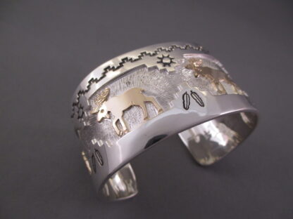 Moose Bracelet – Silver Cuff Bracelet with 14kt Gold Moose