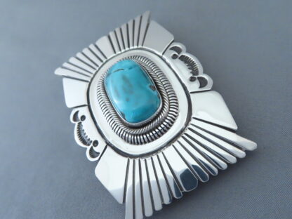 Sterling Silver Belt Buckle with Carico Lake Turquoise – Leonard Nez