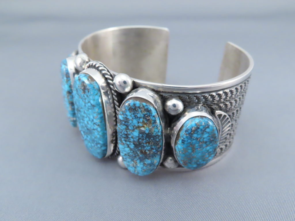 Kingman Turquoise Cuff Bracelet by Guy Hoskie - Turquoise