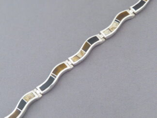 Multi-Stone Inlay Link Bracelet (Wavy)