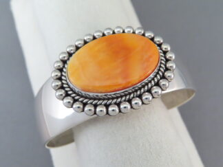 Shop Native American Jewelry - Orange Spiny Oyster Shell Bracelet Cuff by Navajo jeweler, Artie Yellowhorse $495- FOR SALE