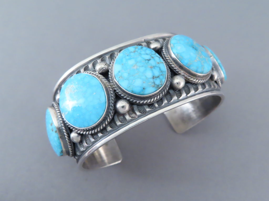 Albert Jake Kingman Turquoise Sterling Silver Bracelet - Turquoise Cuff