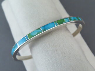 Narrow Sonoran Gold Turquoise Inlay Bracelet Cuff