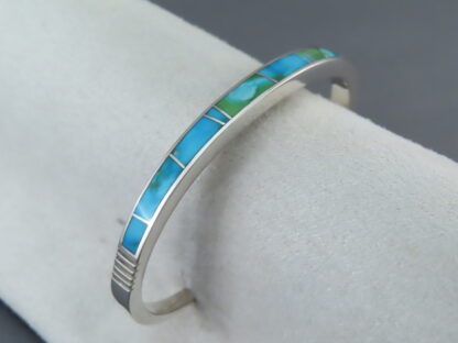 Narrow Sonoran Gold Turquoise Inlay Bracelet Cuff