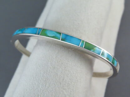 Narrow Sonoran Gold Turquoise Inlay Bracelet Cuff