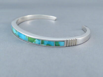 Narrow Sonoran Gold Turquoise Inlay Bracelet Cuff