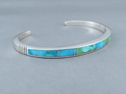 Narrow Sonoran Gold Turquoise Inlay Bracelet Cuff