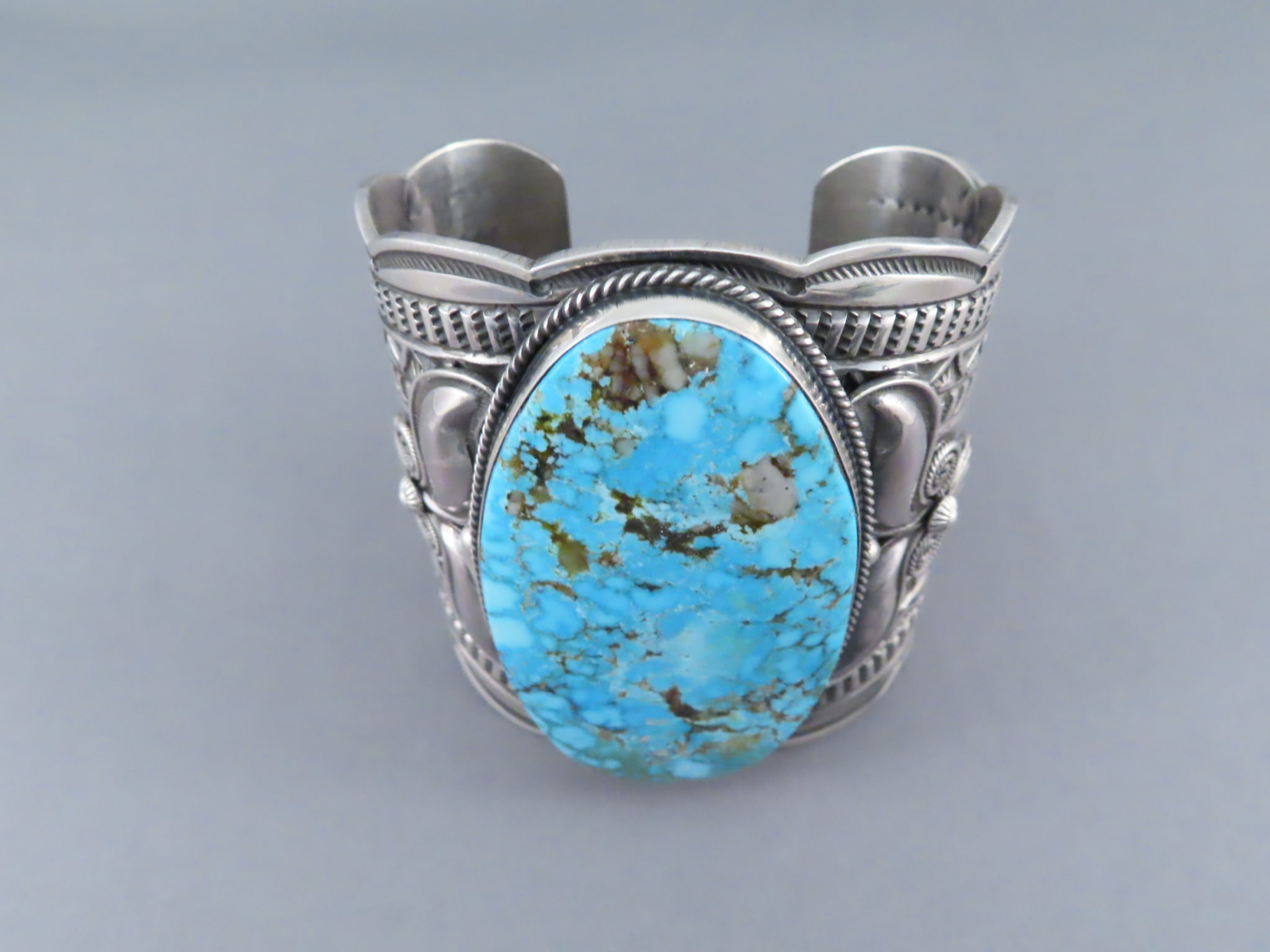 Kingman Turquoise Sterling Silver Bracelet - Turquoise Cuff Bracelet