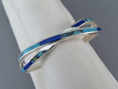 Turquoise and Lapis Inlay Cuff Bracelet