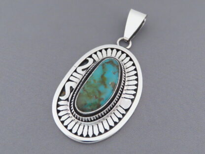 Pendant with Blue Gem Turquoise by Leonard Nez