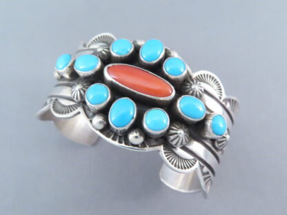 Coral & Sleeping Beauty Turquoise Bracelet