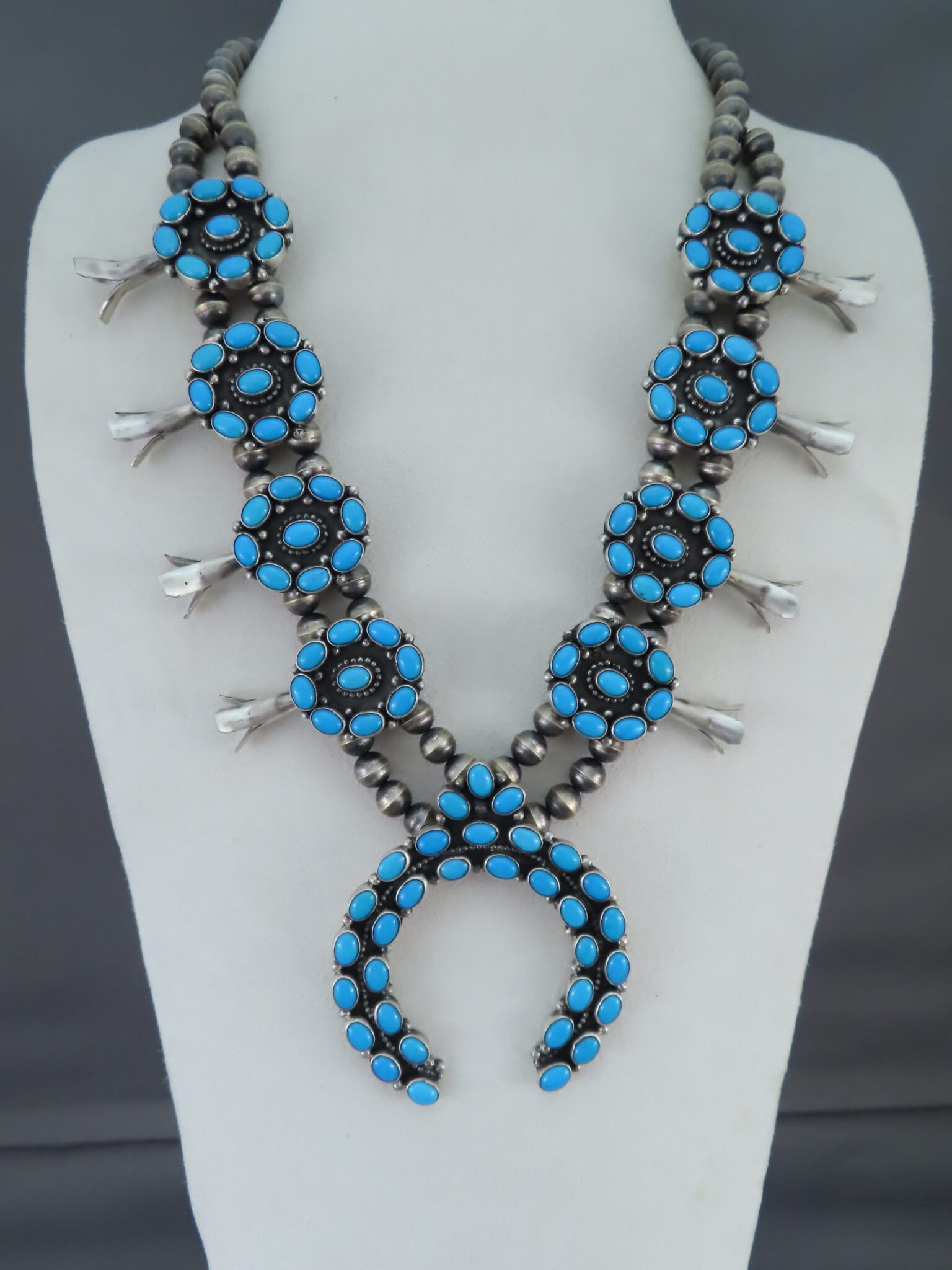 Blue Gem Turquoise Squash Blossom Necklace - Turquoise Jewelry