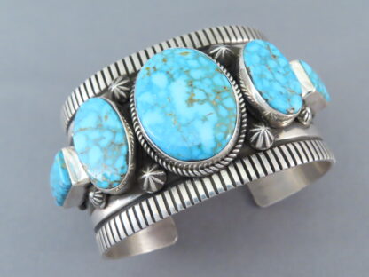 5-Stone Cuff Bracelet with Kingman Turquoise – Impressive!