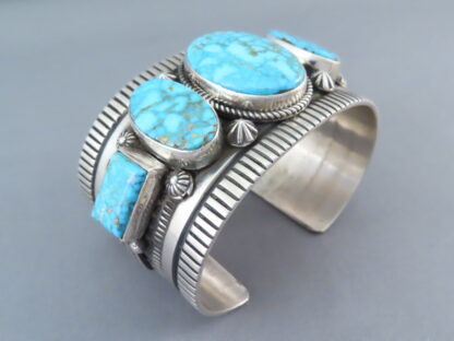 5-Stone Cuff Bracelet with Kingman Turquoise – Impressive!