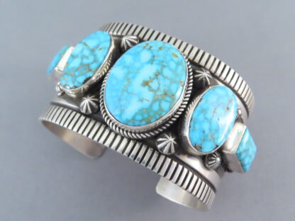 5-Stone Cuff Bracelet with Kingman Turquoise – Impressive!