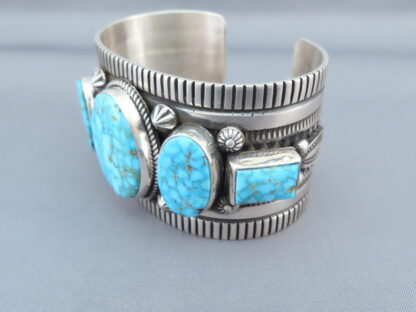 5-Stone Cuff Bracelet with Kingman Turquoise – Impressive!