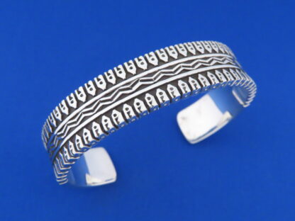 Sterling Silver Navajo Cuff Bracelet by Lyle Secatero