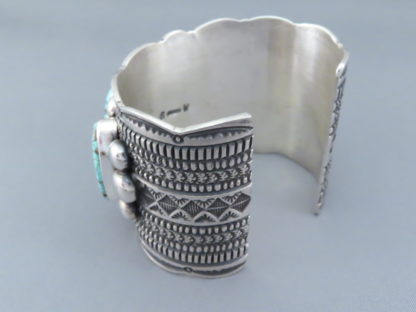 Kingman Turquoise Sterling Silver Cuff Bracelet by Guy Hoskie