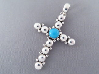 Buy Turquoise Cross - Sterling Silver & Sleeping Beauty Turquoise Cross Pendant by Native Jeweler, Artie Yellowhorse FOR SALE $245-