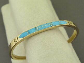 Gold & Turquoise Inlay Cuff Bracelet