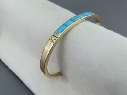 Gold & Turquoise Inlay Cuff Bracelet