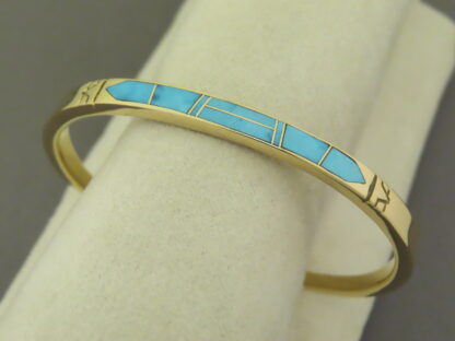 Gold & Turquoise Inlay Cuff Bracelet