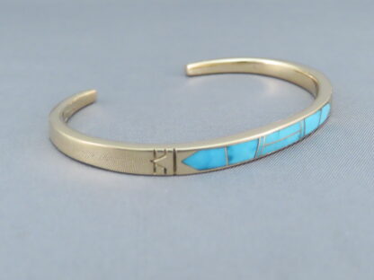 Gold & Turquoise Inlay Cuff Bracelet