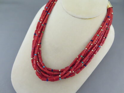 Coral & 14kt Gold Necklace by Desiree Yellowhorse