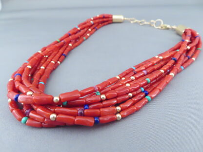 Coral & 14kt Gold Necklace by Desiree Yellowhorse