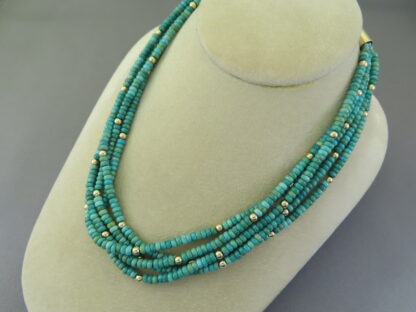 Gold & Emerald Valley Turquoise Necklace by Desiree Yellowhorse