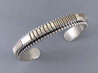 Large Silver & Gold Bracelet by Johnathan Nez