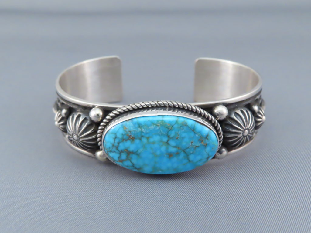 Albert Jake Kingman Turquoise Sterling Silver Bracelet - Turquoise Cuff