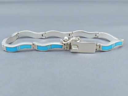 Turquoise Inlay Link Bracelet (‘Wavy’)