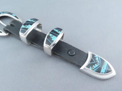 Turquoise & Black Jade Inlay Ranger Buckle Set – VERY FINE Inlay