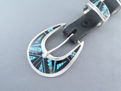 Turquoise & Black Jade Inlay Ranger Buckle Set – VERY FINE Inlay