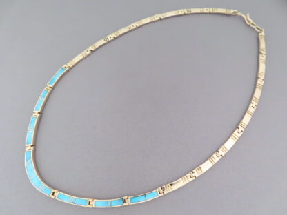 Gold Necklace with Turquoise Inlay