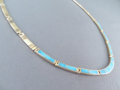 Gold Necklace with Turquoise Inlay