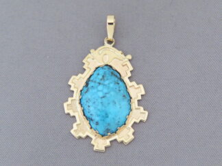 Gold Pendant with Indian Mountain Turquoise