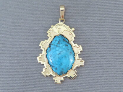 Gold Pendant with Indian Mountain Turquoise