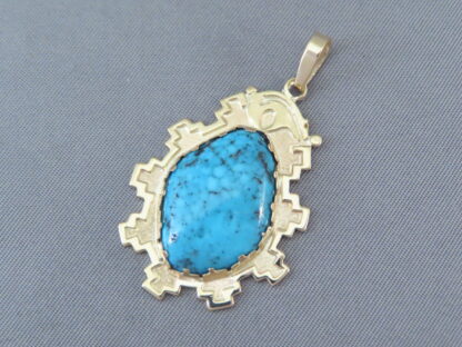 Gold Pendant with Indian Mountain Turquoise